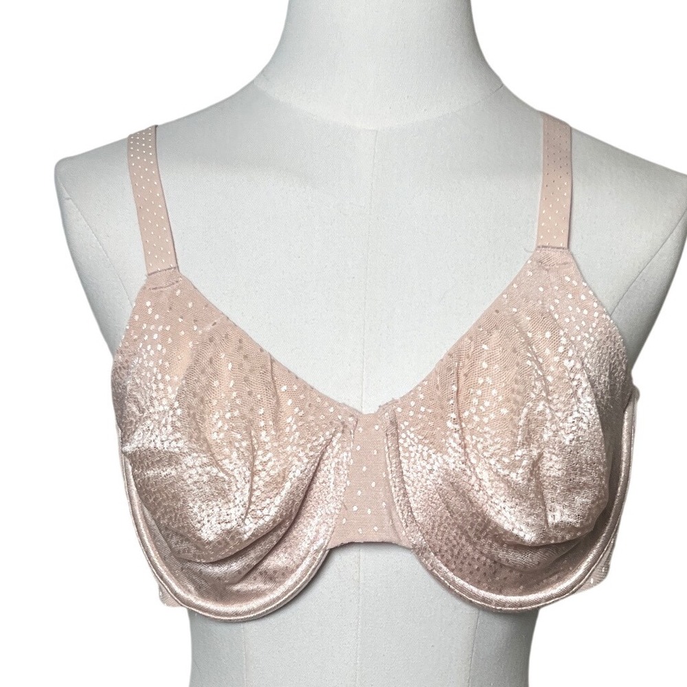 Wacoal 855303 Full Coverage Underwire Bra Nude Shimmer Mesh Swiss Dot 40C